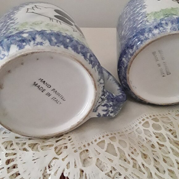 Set of Ceramic Hand painted Mugs - Made in Italy - Featuring a Sheep and a Pig - Picture 5 of 5